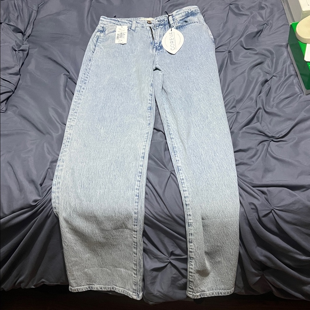 Light Blue Denim Jeans

Ms. Fonda High-Rise Wide-Leg Jeans
 SIZE 25
